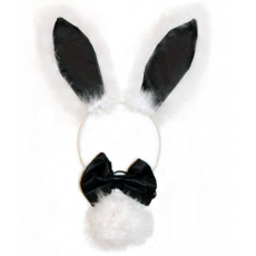 Furry Bunny Set -black  (ear, bowtie and tail)